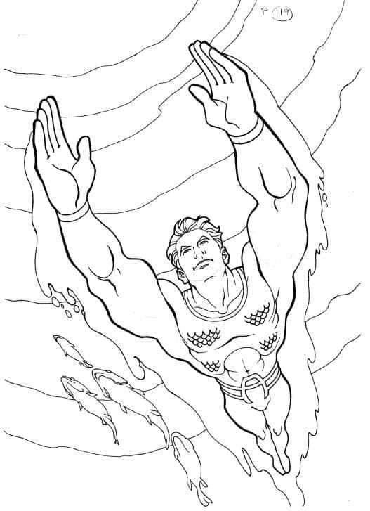 Fantastisk Aquaman Svømning Tegninger til Farvelægning