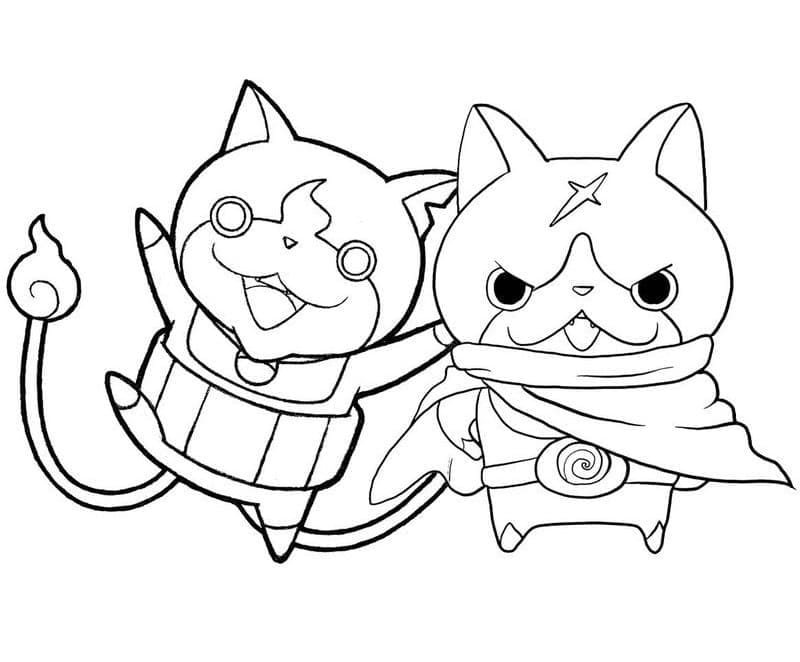 Jibanyan og Hovernyan Yo Kai Watch Tegninger til Farvelægning