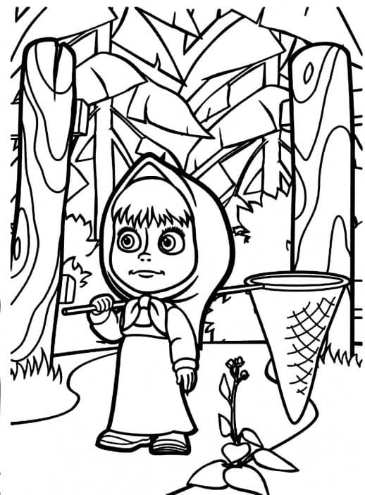 Masha i Skoven Tegninger til Farvelægning
