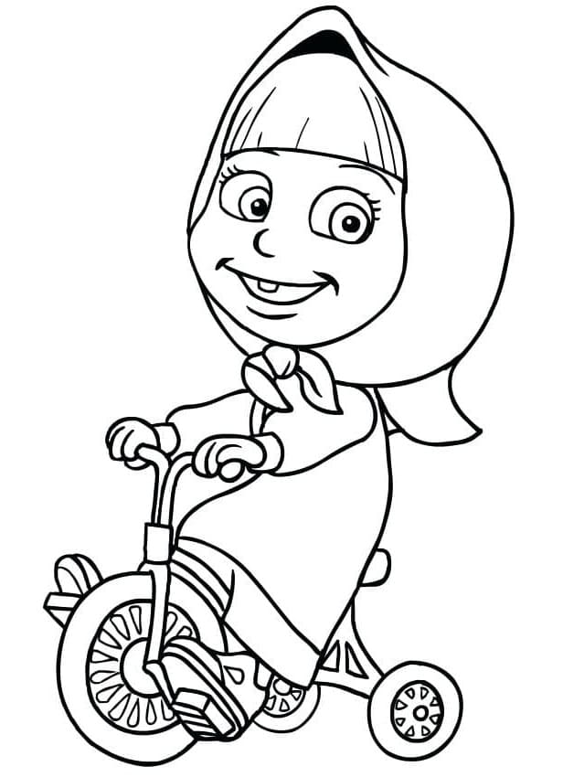 Masha på Trehjulet Cykel Tegninger til Farvelægning