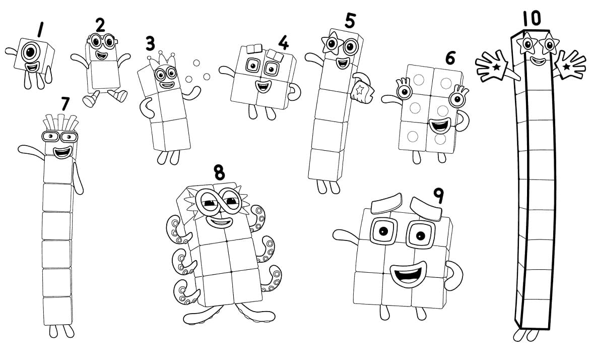 Numberblocks Tegninger til Farvelægning