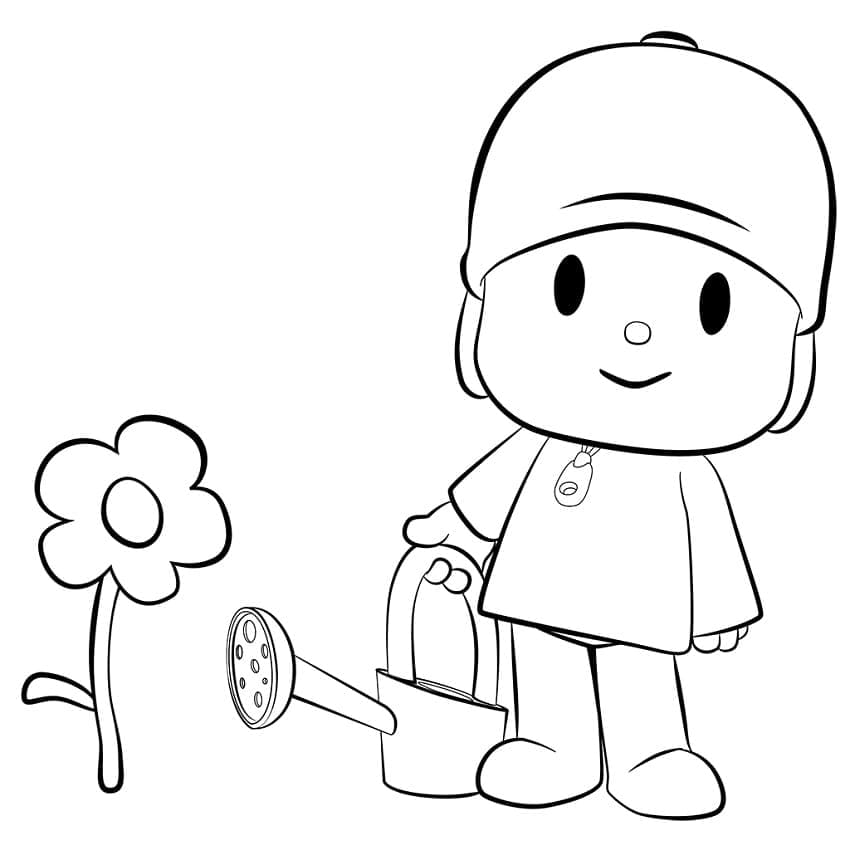 Pocoyo og en blomst Tegninger til Farvelægning