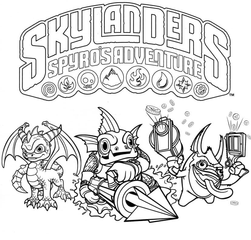 Skylanders Spyro's Adventure Tegninger til Farvelægning