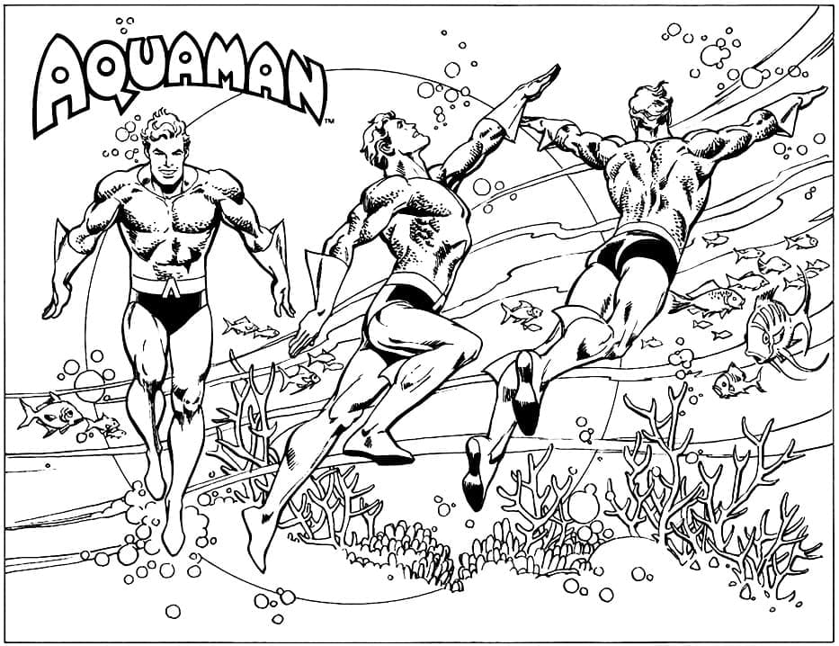 Tre Aquaman Tegninger til Farvelægning