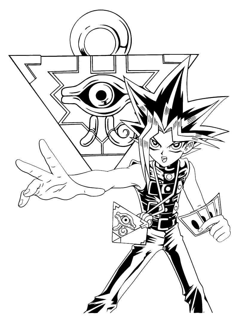 Yugi Muto fra Anime Yu-Gi-Oh Tegninger til Farvelægning