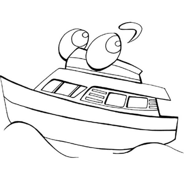 Barcă Cu Ochi Mari Din Desene Animate Tegninger til Farvelægning