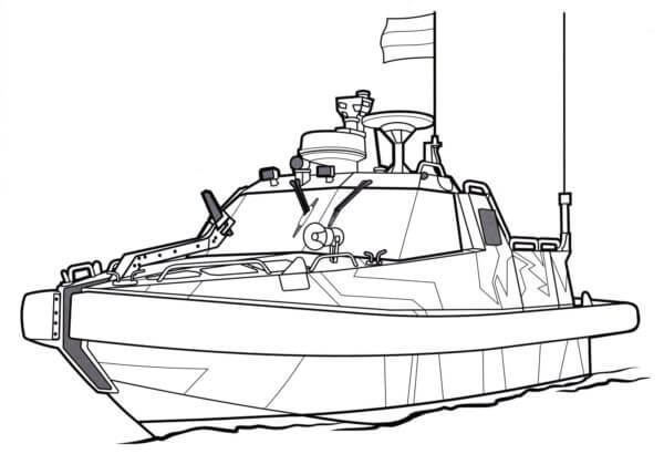 Barcă Militară Cu Steaguri Tegninger til Farvelægning