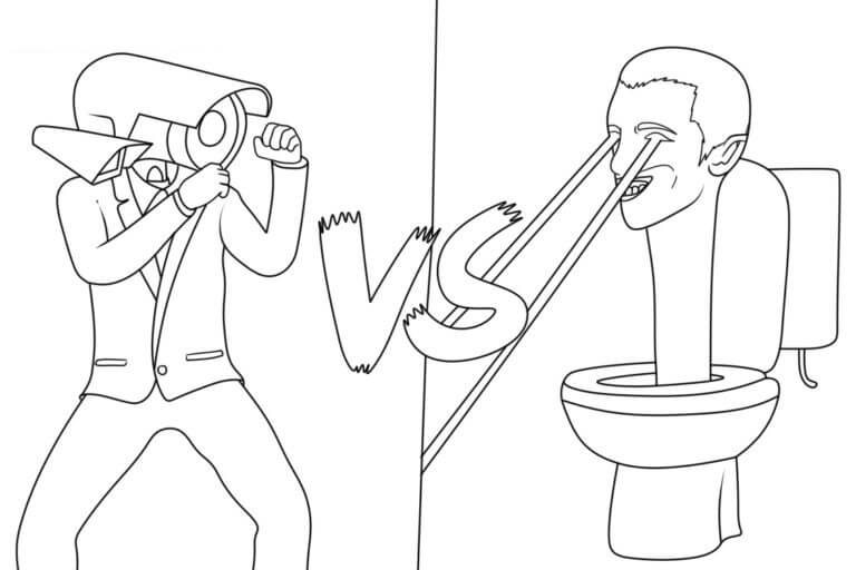 Kameramand VS Toilet Skibidi Tegninger til Farvelægning