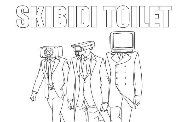 Tre Karakterer Fra Skibidi Toilettet Tegninger til Farvelægning