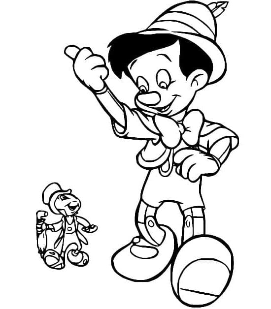 Jiminy Cricket og Pinocchio Tegninger til Farvelægning