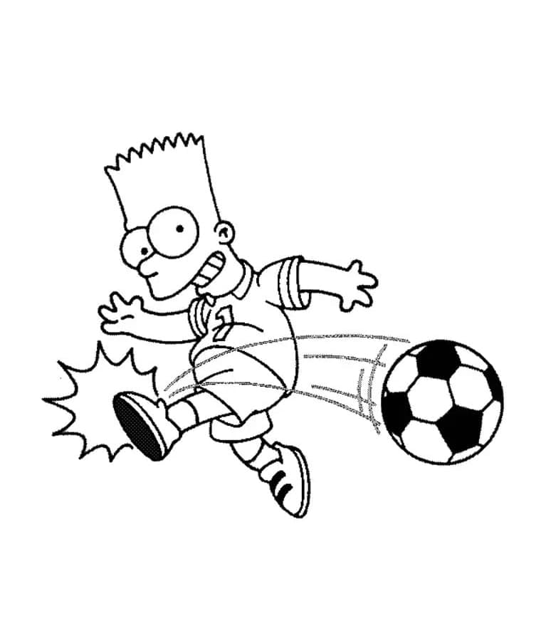 Bart Simpson spiller fodbold gratis Tegninger til Farvelægning