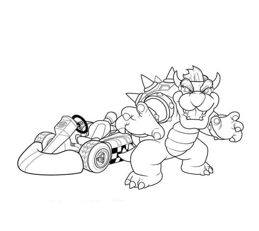 Bowser i Mario Kart Tegninger til Farvelægning