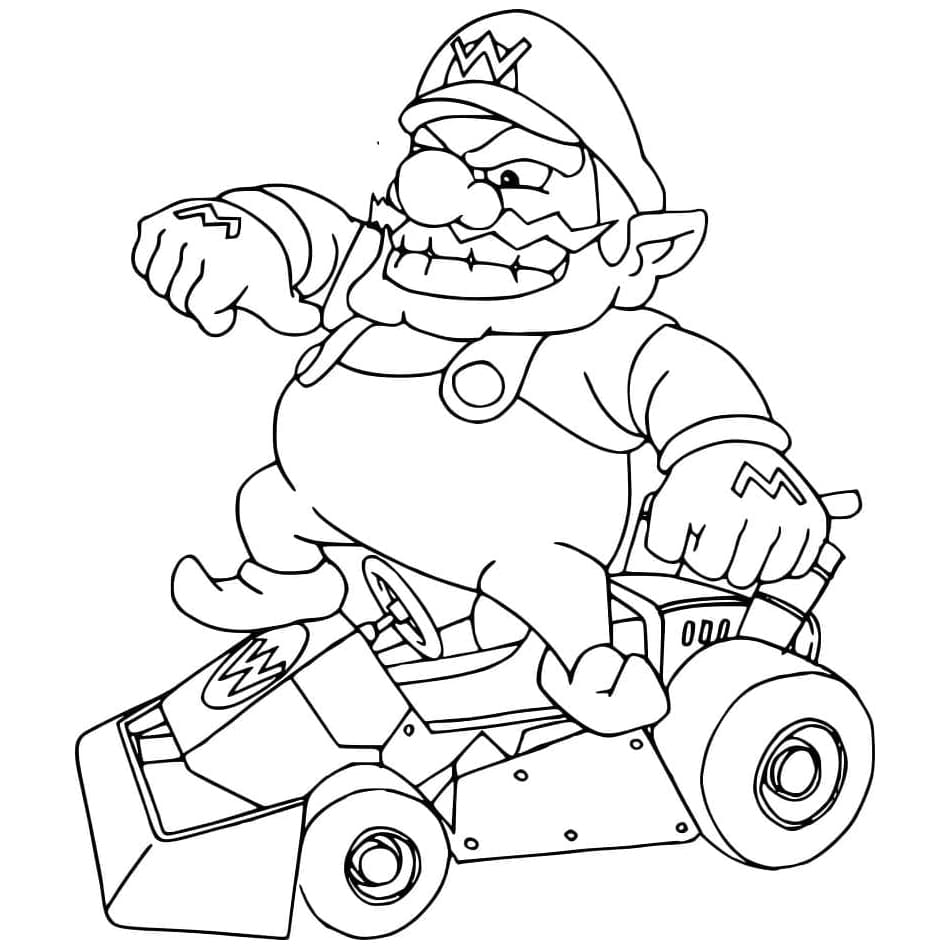 Mario Kart Wario Tegninger til Farvelægning