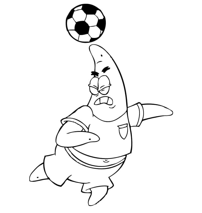 Patrick Star spiller fodbold gratis Tegninger til Farvelægning