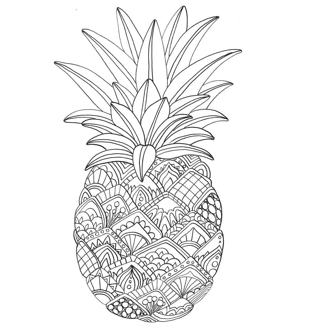 Ananas Zentangle Tegninger til Farvelægning