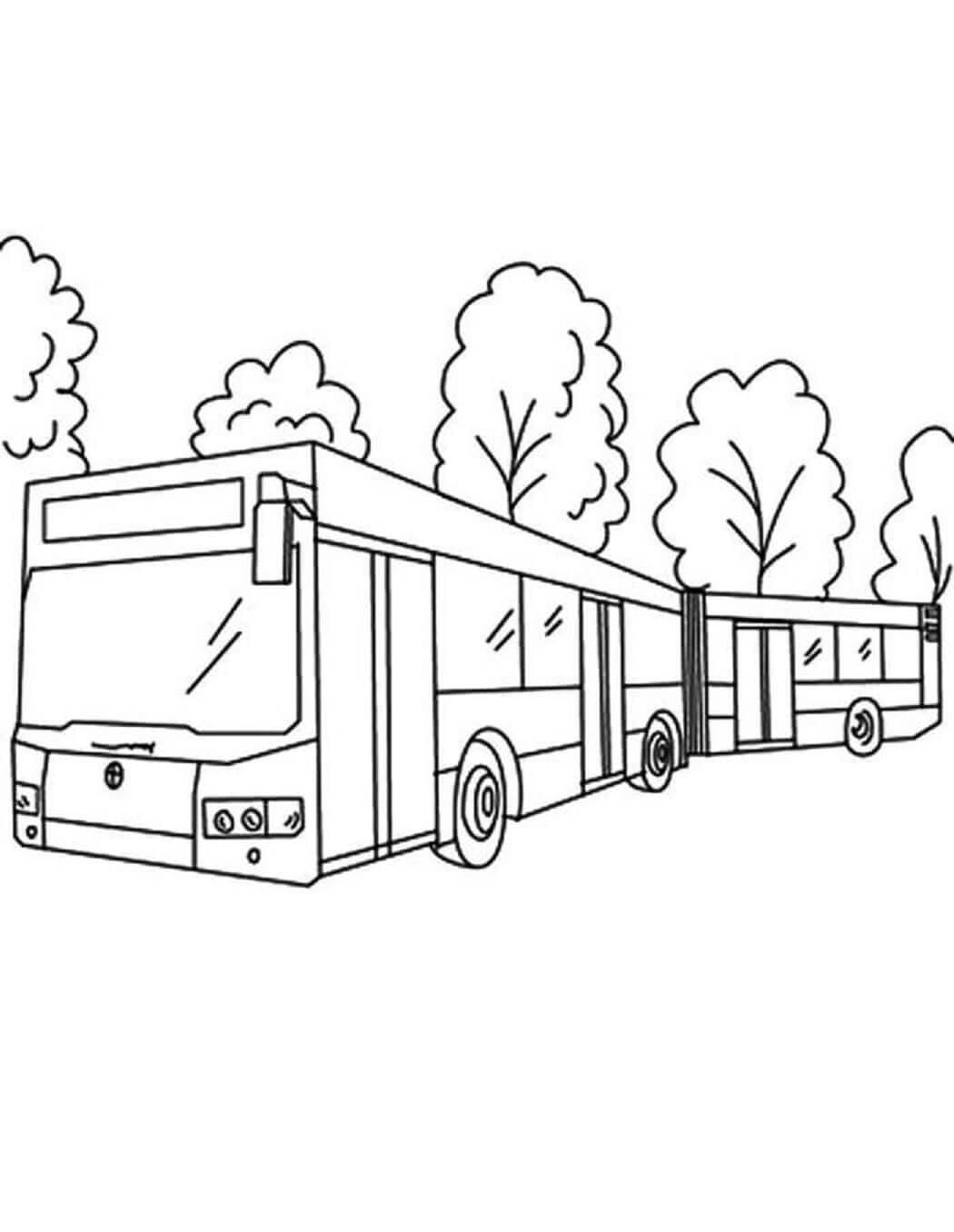 Bus med træer Tegninger til Farvelægning