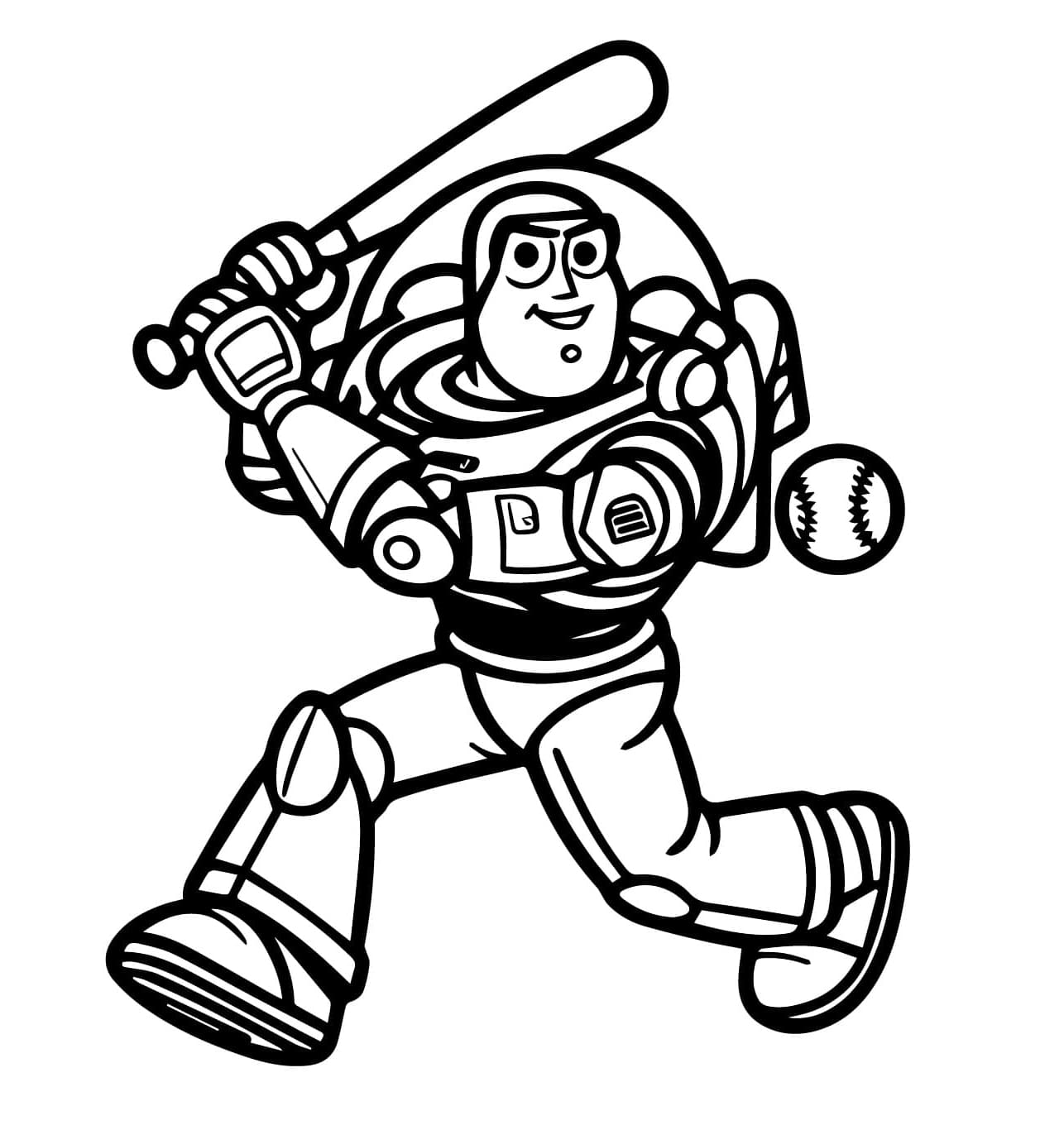 Buzz Lightyear spiller baseball Tegninger til Farvelægning