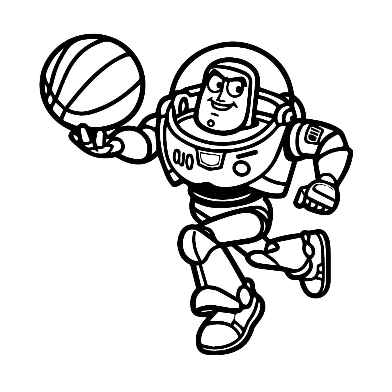 Buzz Lightyear spiller basketball Tegninger til Farvelægning