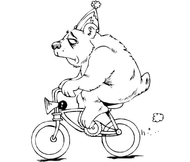 Cirkusbjørn er på cykel Tegninger til Farvelægning