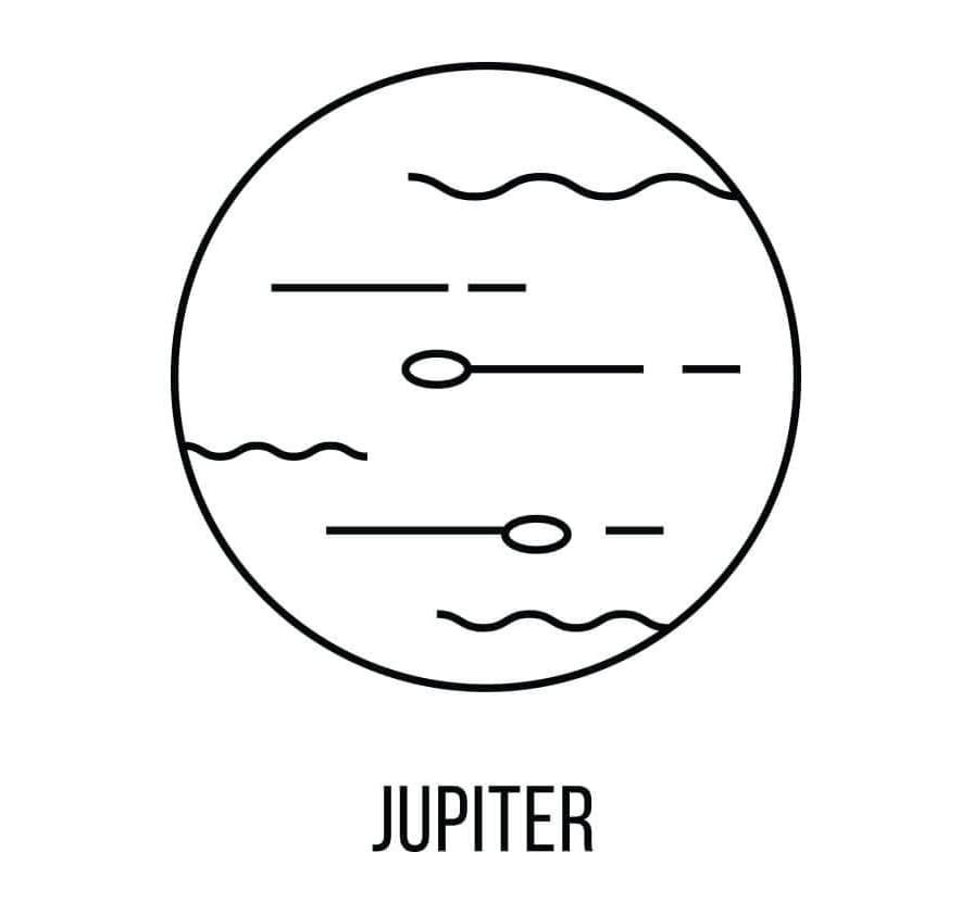 Den største planet i solsystemet er Jupiter Tegninger til Farvelægning