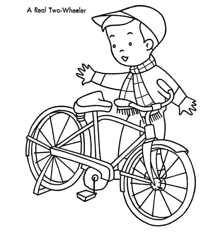 Dreng og cykel Tegninger til Farvelægning