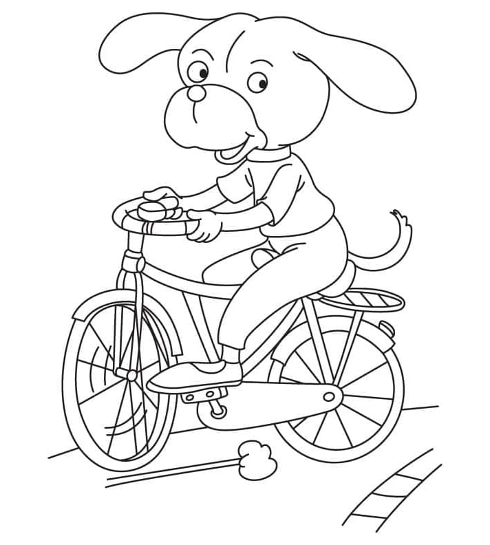 En hund kører på cykel Tegninger til Farvelægning