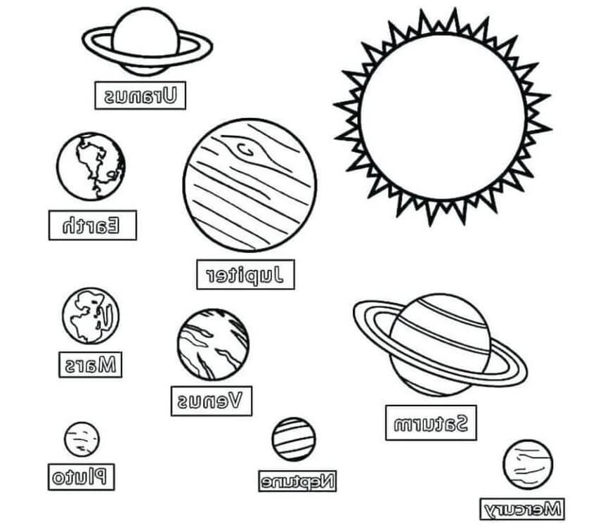 Gæt planeterne og farve dem Tegninger til Farvelægning