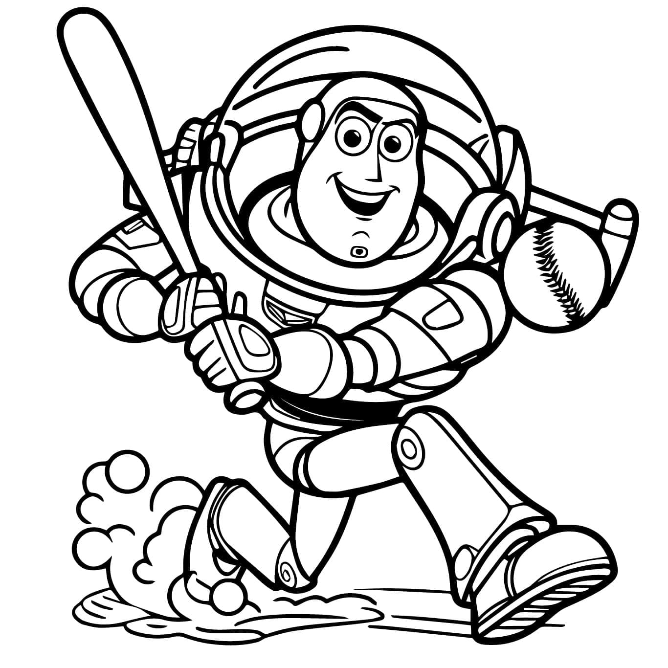 Gratis Buzz Lightyear spiller baseball Tegninger til Farvelægning