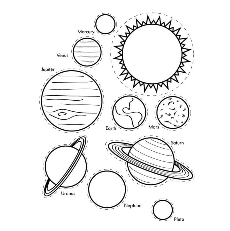 Jo længere en planet er fra solen, jo længere er året Tegninger til Farvelægning