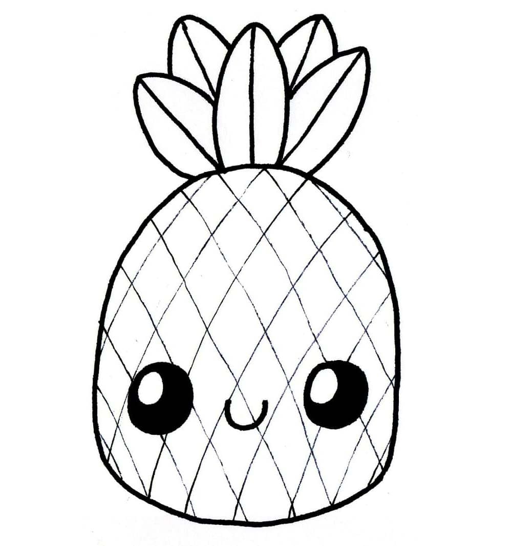 Kawaii ananas Tegninger til Farvelægning