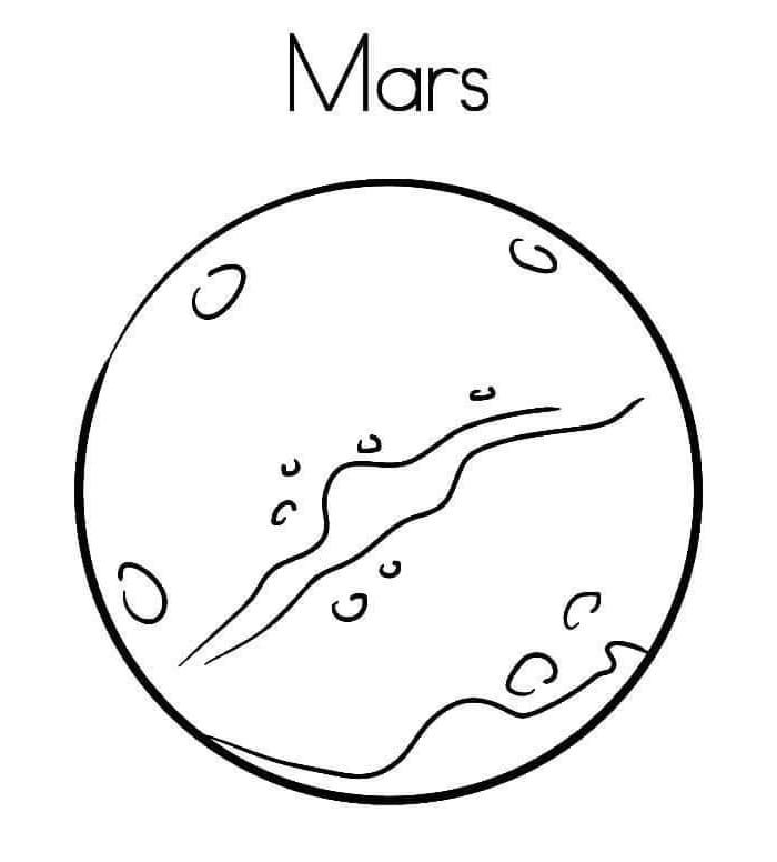 Mars er den syvende største planet i solsystemet Tegninger til Farvelægning