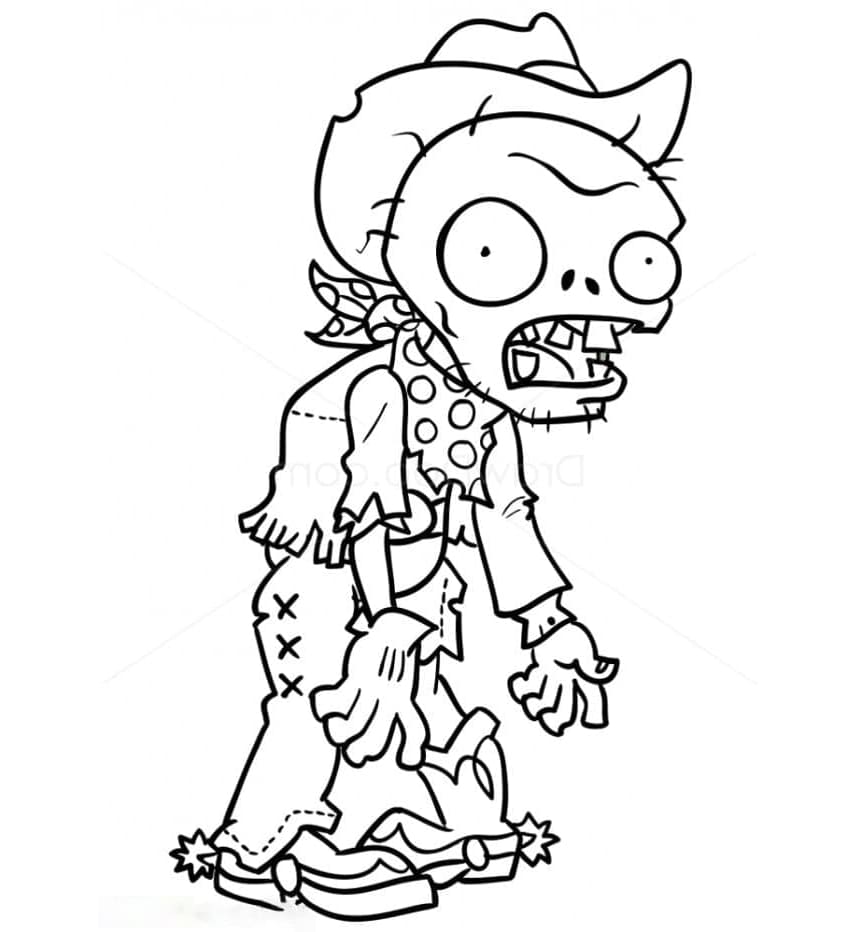 Plants vs Zombies Cowboy Zombie Tegninger til Farvelægning