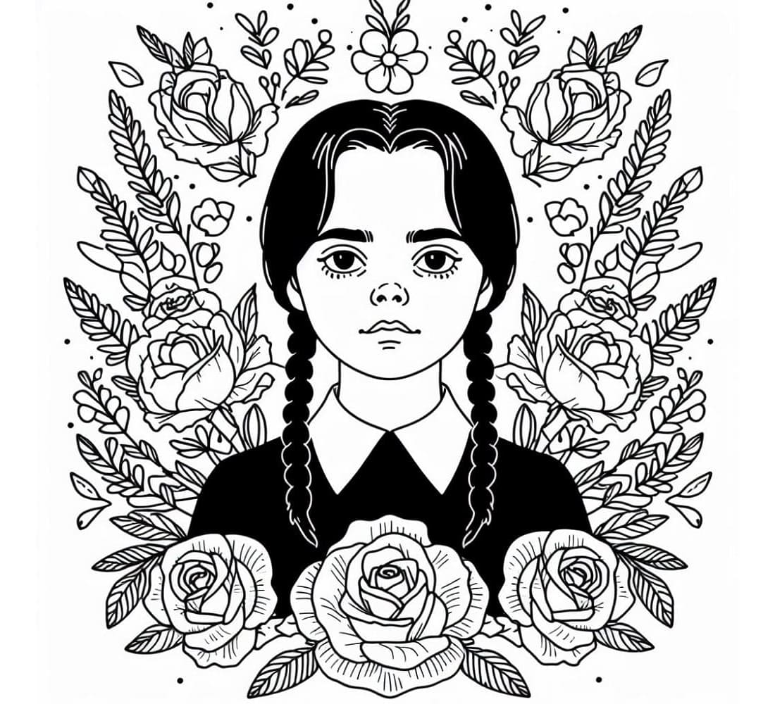 Smuk Wednesday Addams Tegninger til Farvelægning