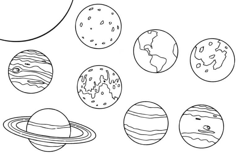 Solsystemet omfatter otte store og fem dværgplaneter Tegninger til Farvelægning