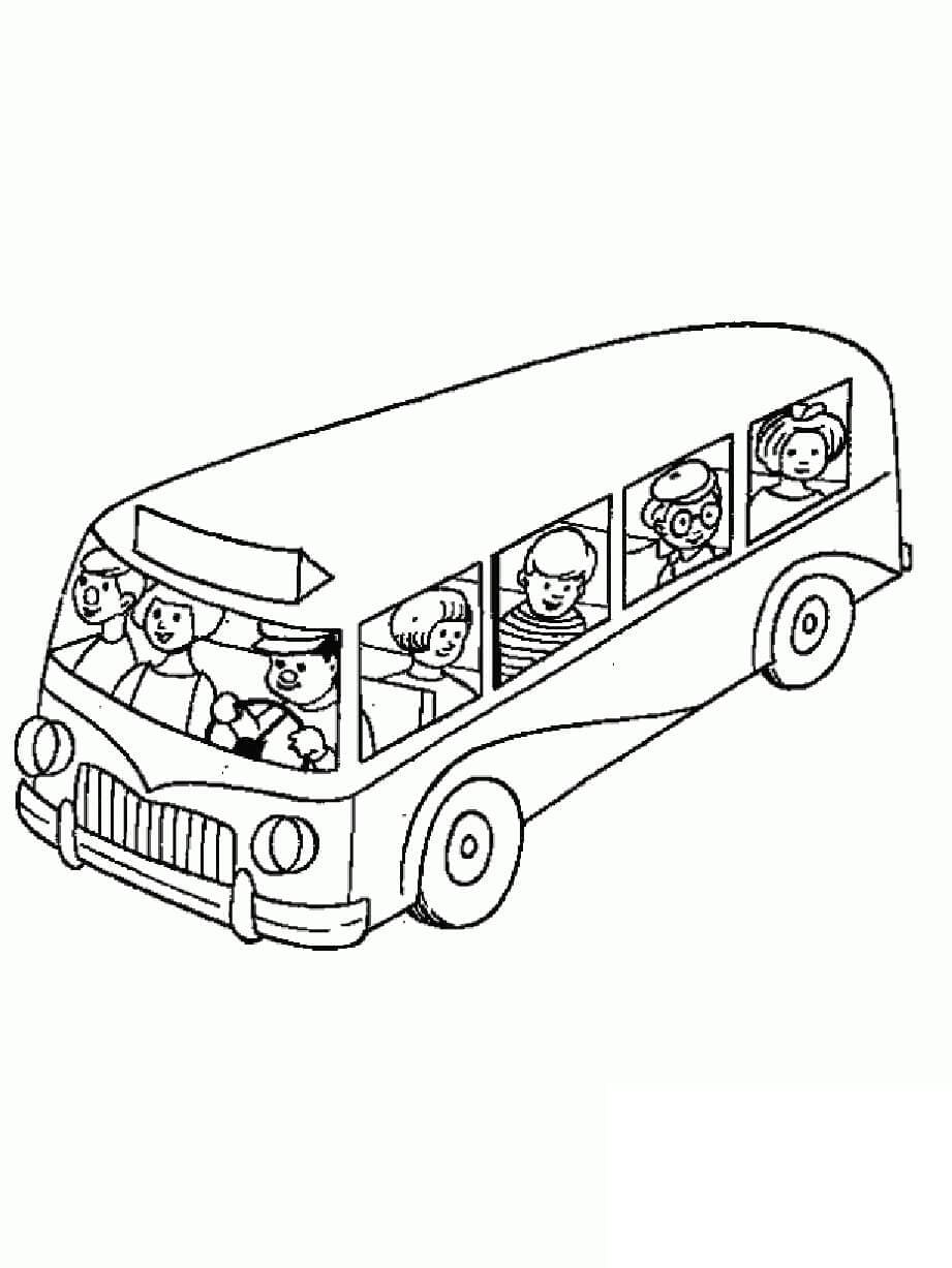 Tegning af kunder i bussen Tegninger til Farvelægning