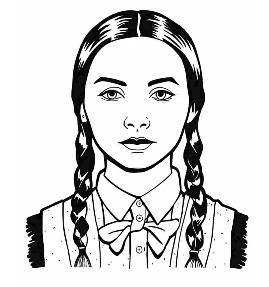 Wednesday Addams Portræt Tegninger til Farvelægning