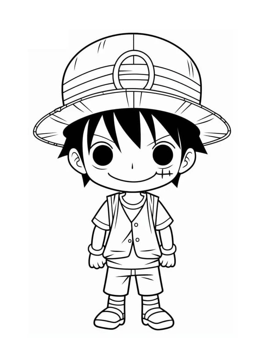 Chibi Luffy er sød Tegninger til Farvelægning