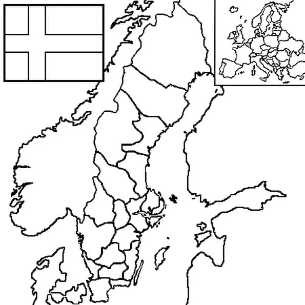 Kort og flag danmark gratis Tegninger til Farvelægning