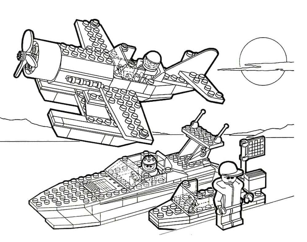 Lego City båd og fly Tegninger til Farvelægning