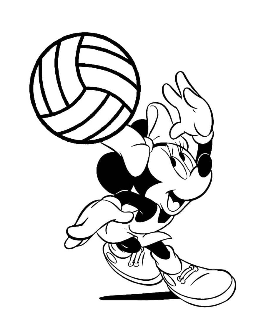 Minnie Mouse spiller volleyball Tegninger til Farvelægning