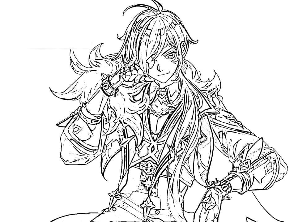 Genshin Impact Kaeya Tegninger til Farvelægning