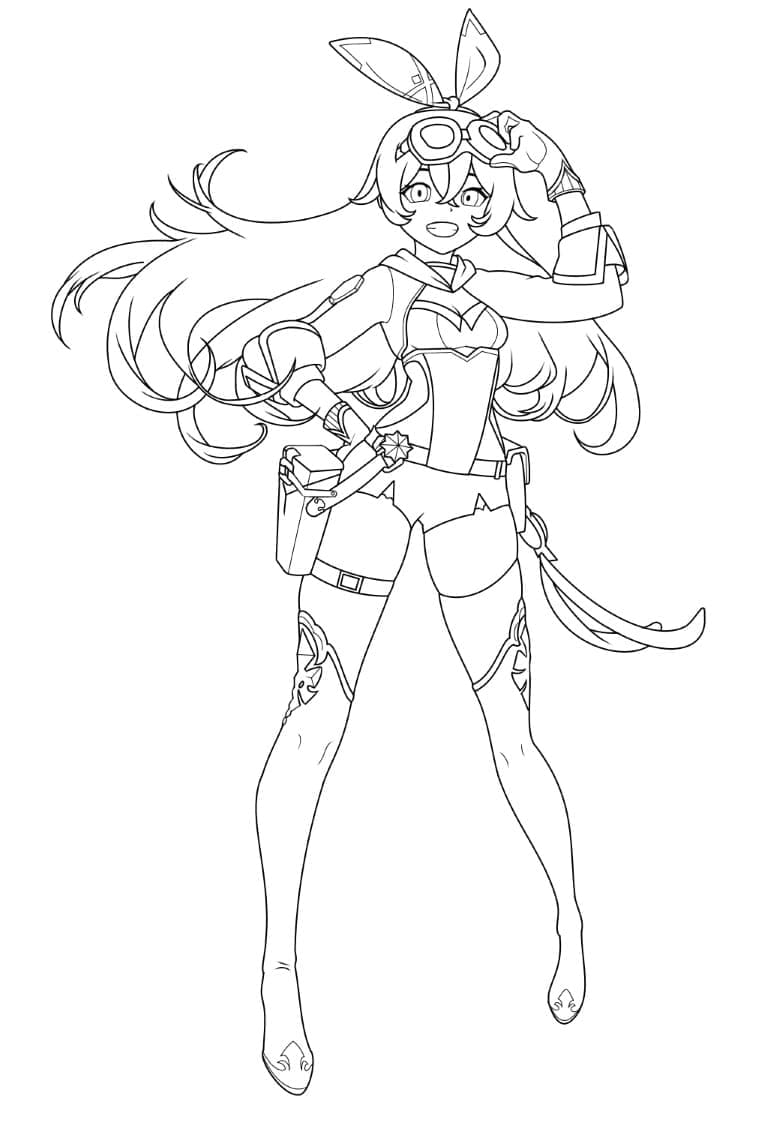 Amber fra Genshin Impact Tegninger til Farvelægning