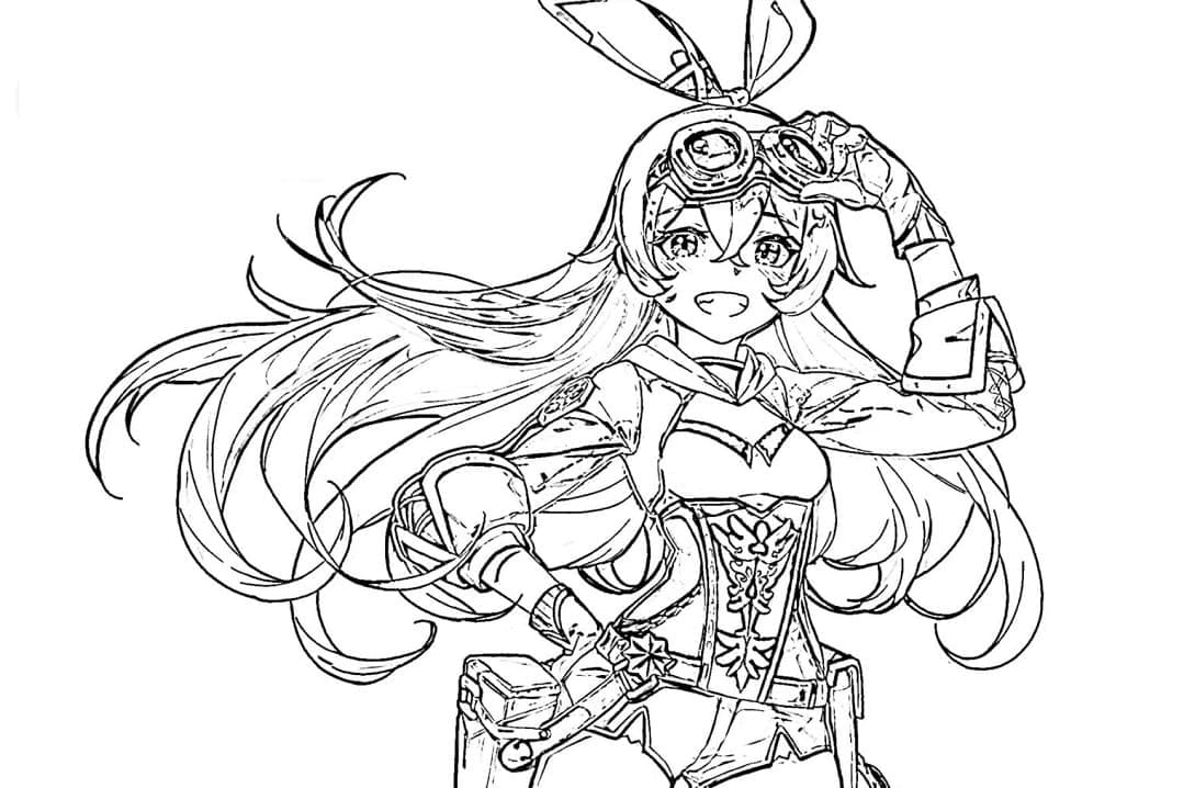 Amber i Genshin Impact Tegninger til Farvelægning