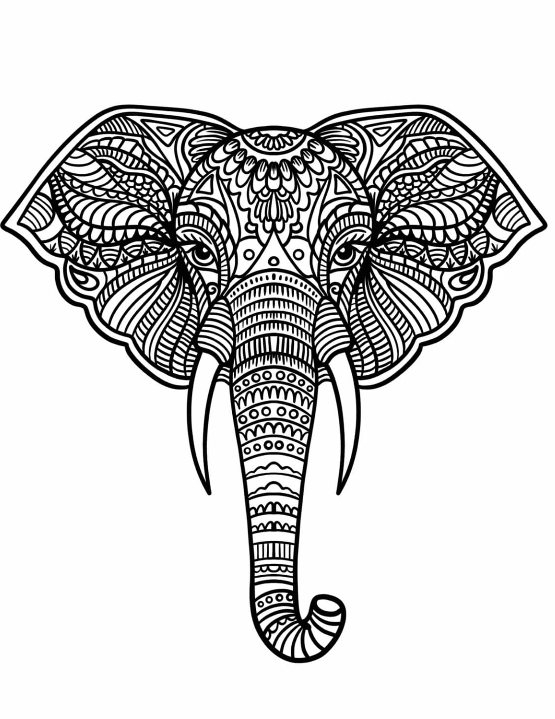 Babyelefanthoved Zentangle Tegninger til Farvelægning