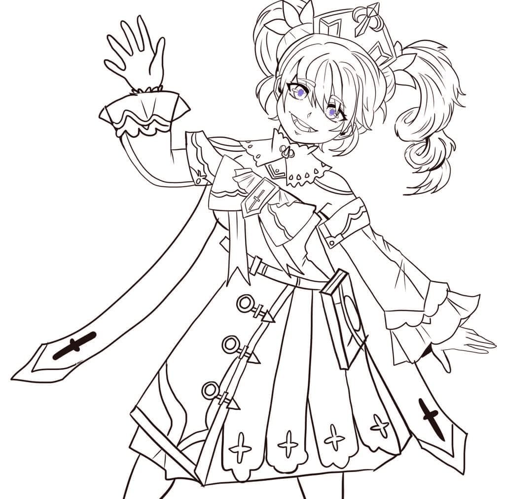 Barbara fra Genshin Impact Tegninger til Farvelægning