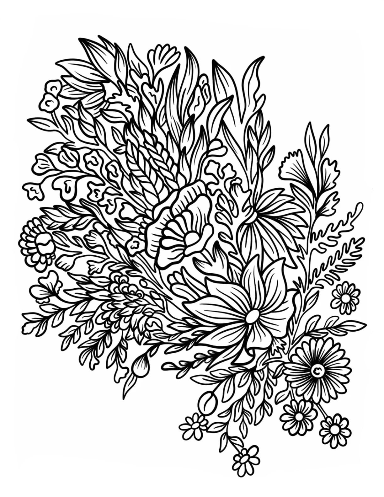 Blomster Zentangle Tegninger til Farvelægning