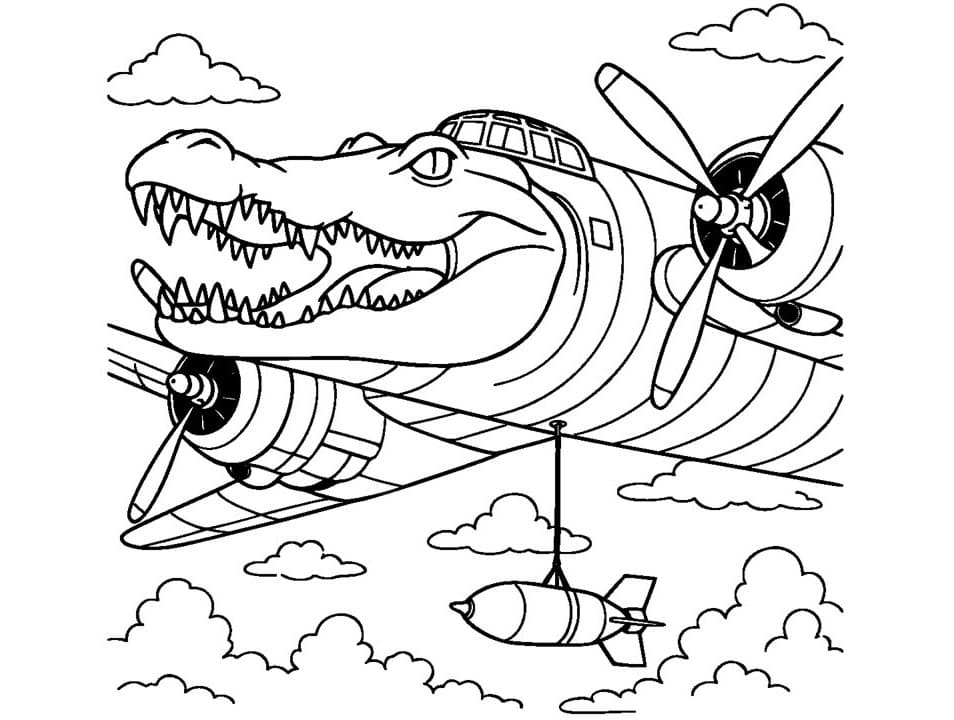 Brainrot Bombardiro Crocodillo Tegninger til Farvelægning
