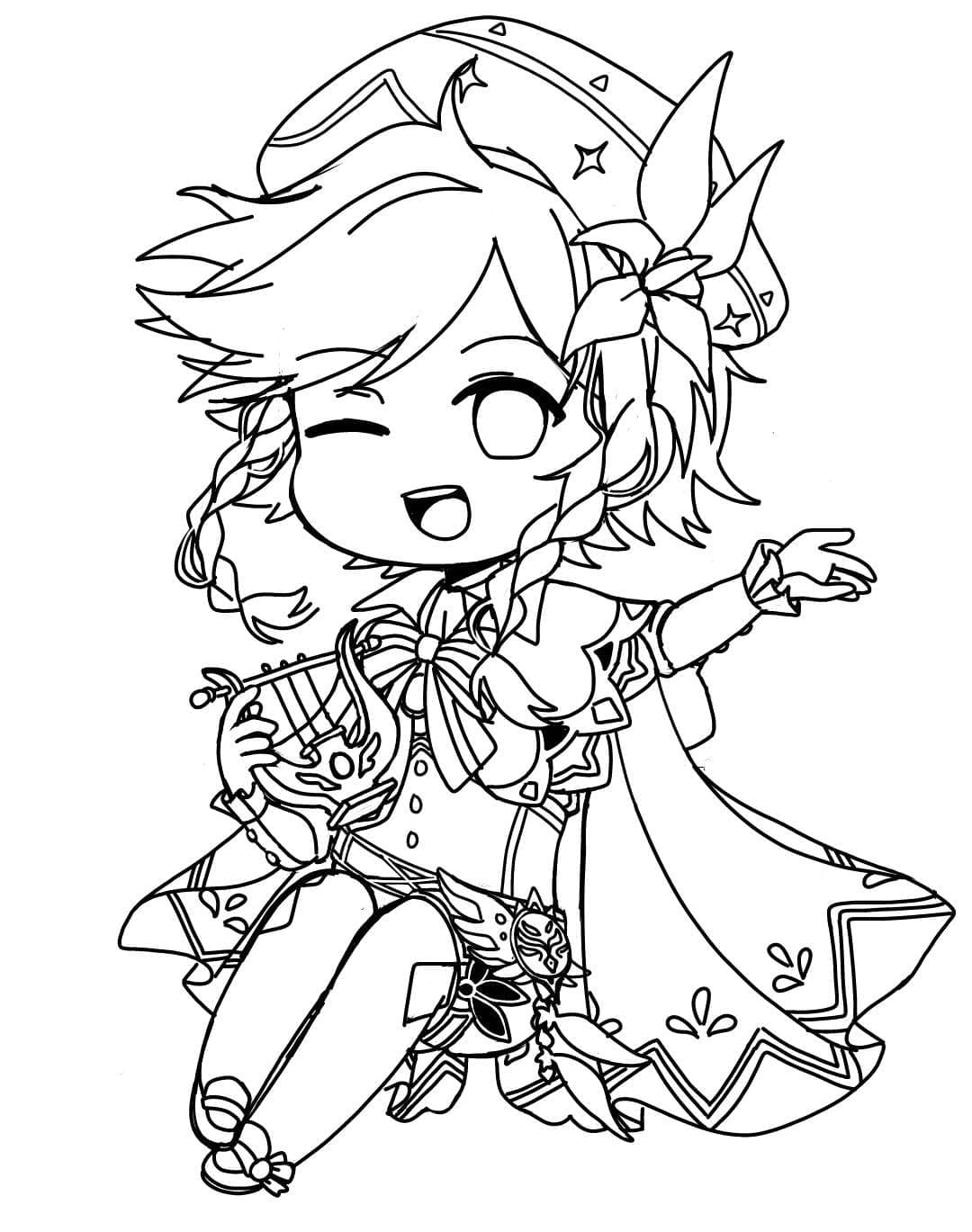 Chibi Venti i Genshin Impact Tegninger til Farvelægning