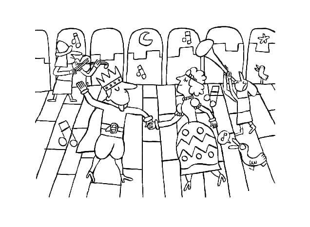 Dansende konge og dronning Tegninger til Farvelægning