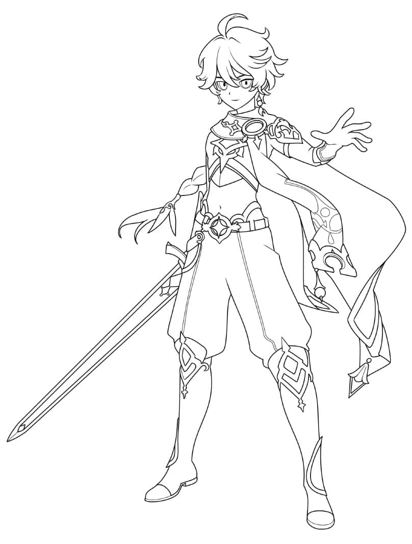 Genshin Impact Aether Tegninger til Farvelægning